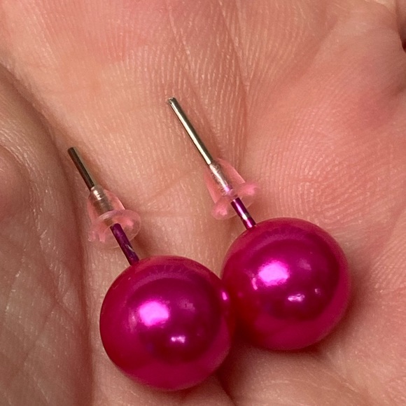 ๐Sale ๐2 for $10 NWOT prettiest pink bright metallic round ball post earrings - Picture 5 of 5
